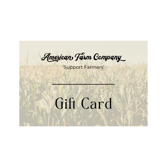 American Farm Company gift card with a field background
