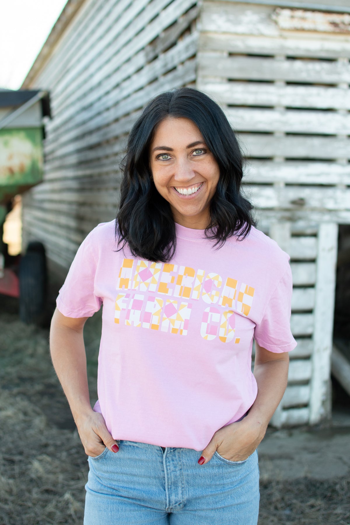 Geometric 'American Farm Co.' Lilac Tee