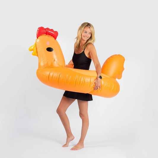 EXCLUSIVE‼️ Giant Inflatable Chicken Swim Ring Floatie - American Farm Company