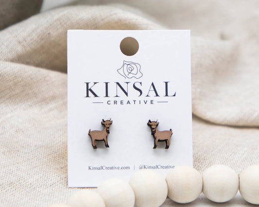 Goat Wood Stud Earrings