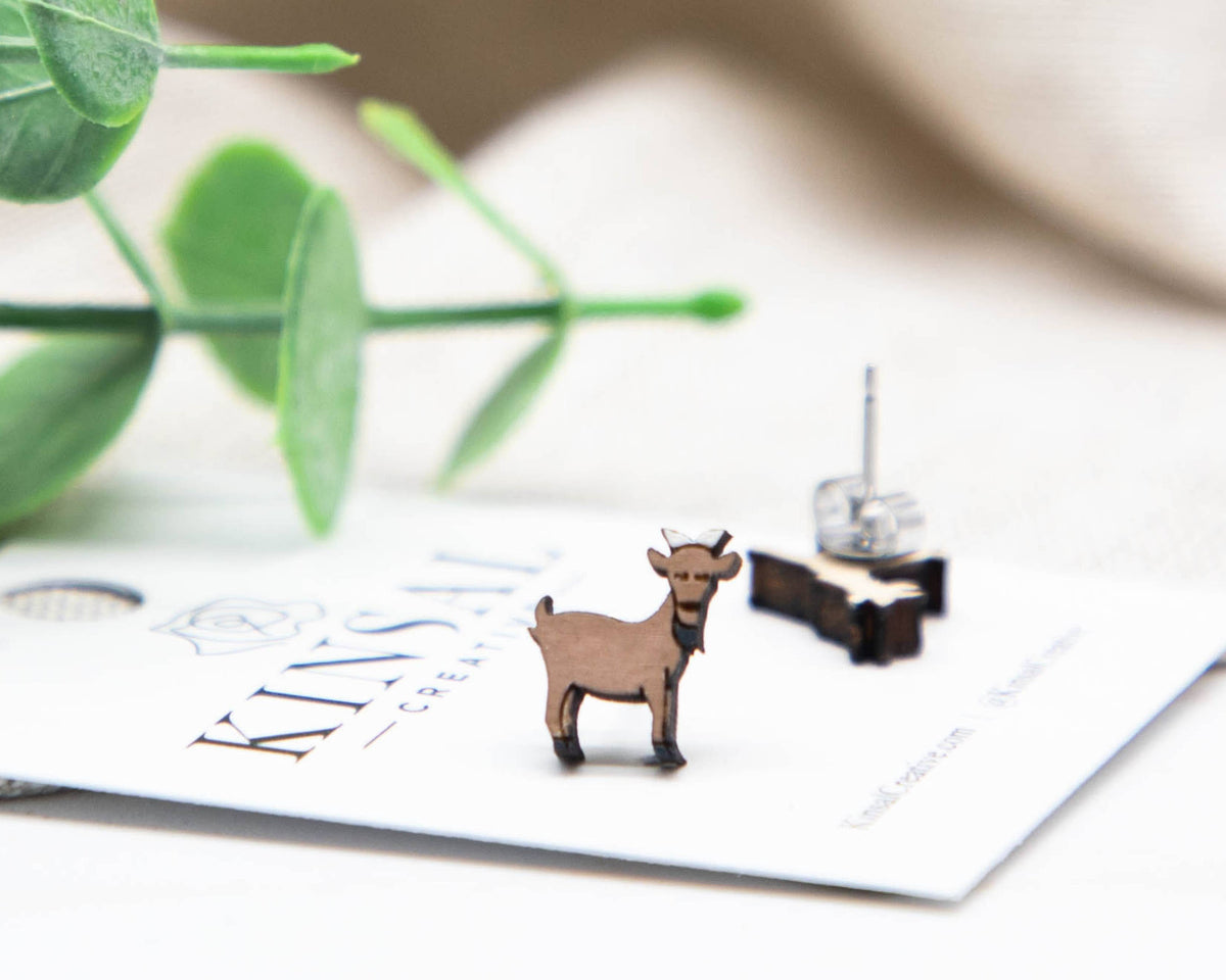 Goat Wood Stud Earrings