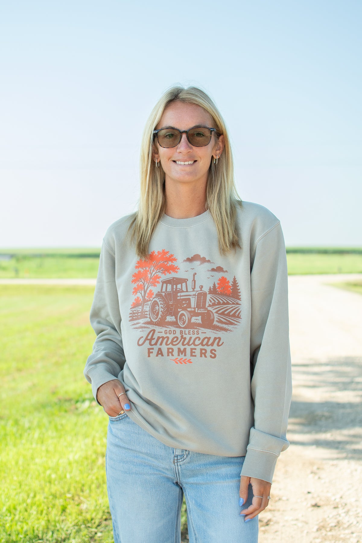 'God Bless American Farmers' Adult Crewneck