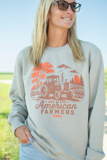 'God Bless American Farmers' Adult Crewneck