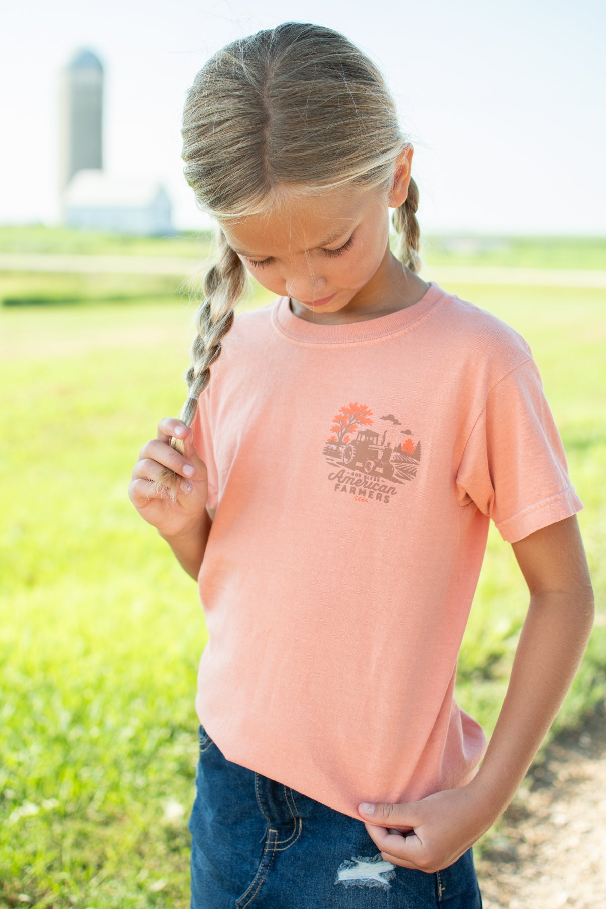 'God Bless American Farmers' Toddler/Youth T-Shirt - Terracotta