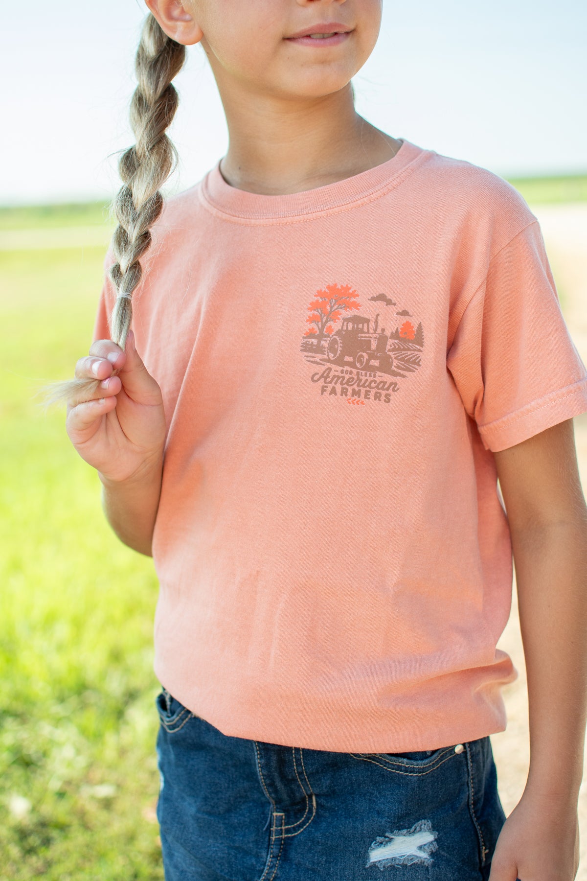 'God Bless American Farmers' Toddler/Youth T-Shirt - Terracotta
