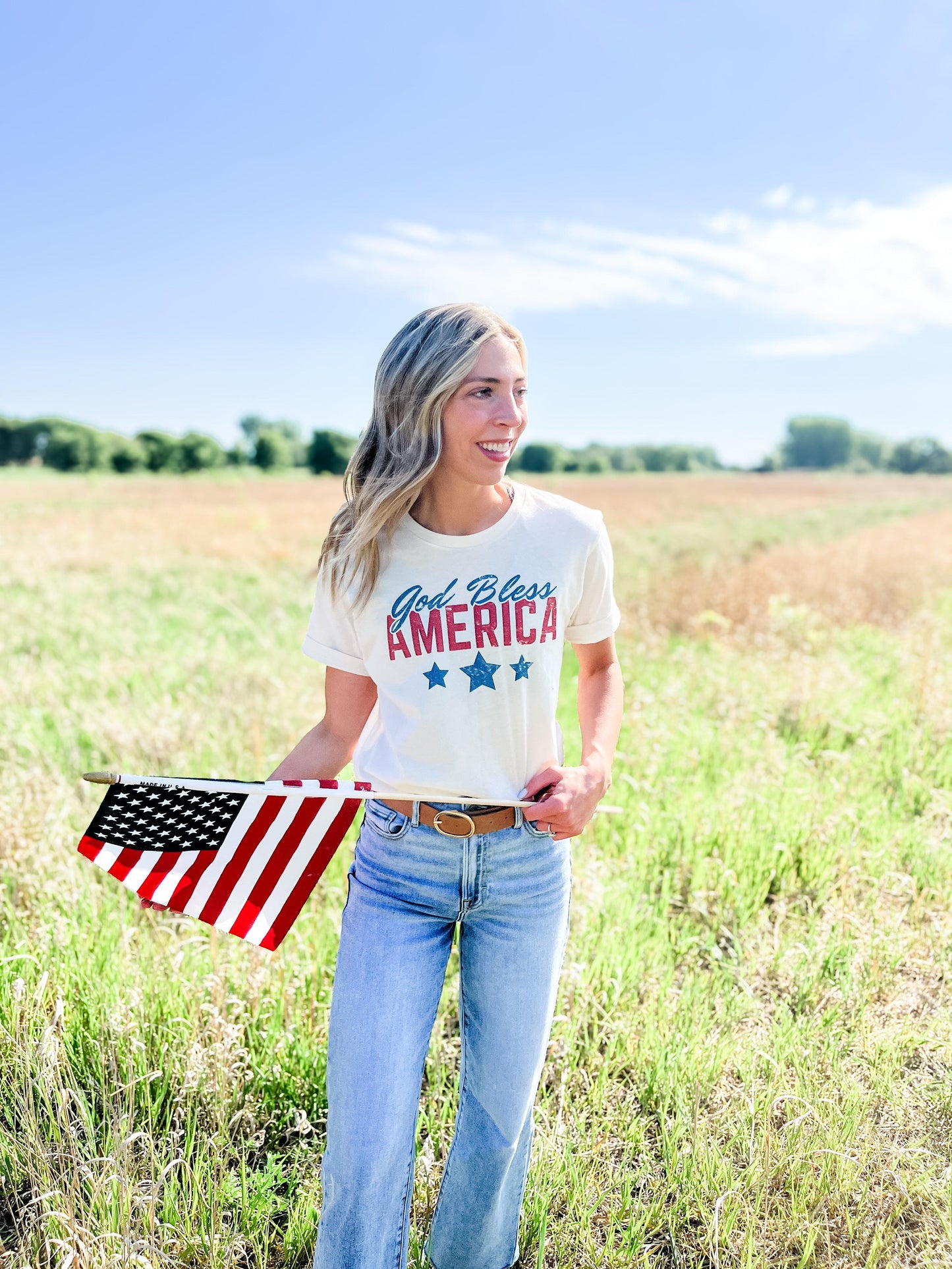 God Bless America' Ivory Tee