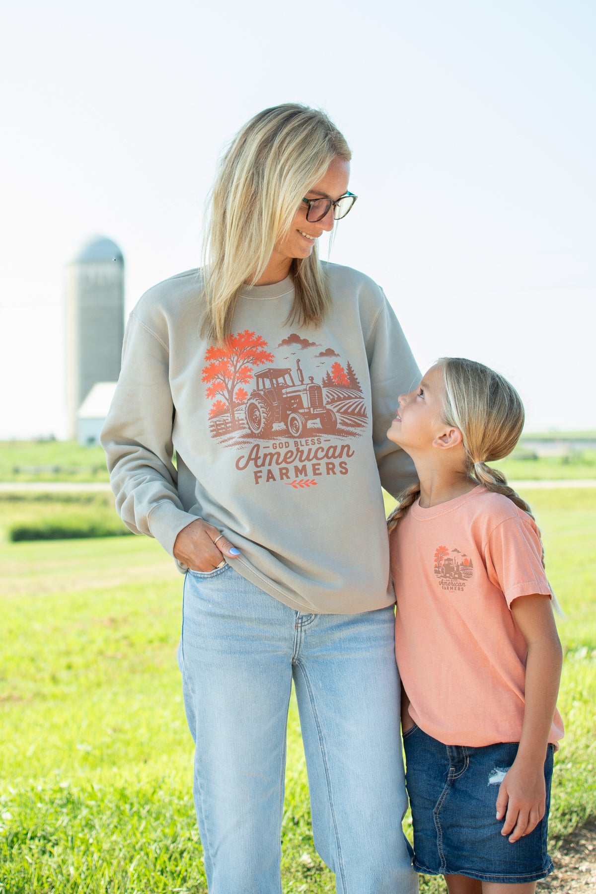 'God Bless American Farmers' Toddler/Youth T-Shirt - Terracotta