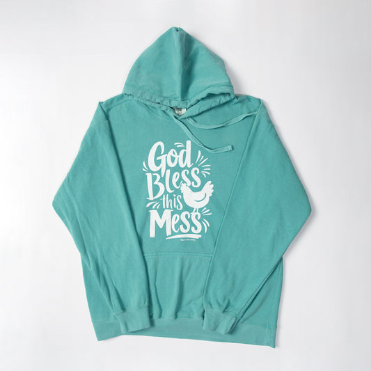 God Bless This Mess Teal Hoodie