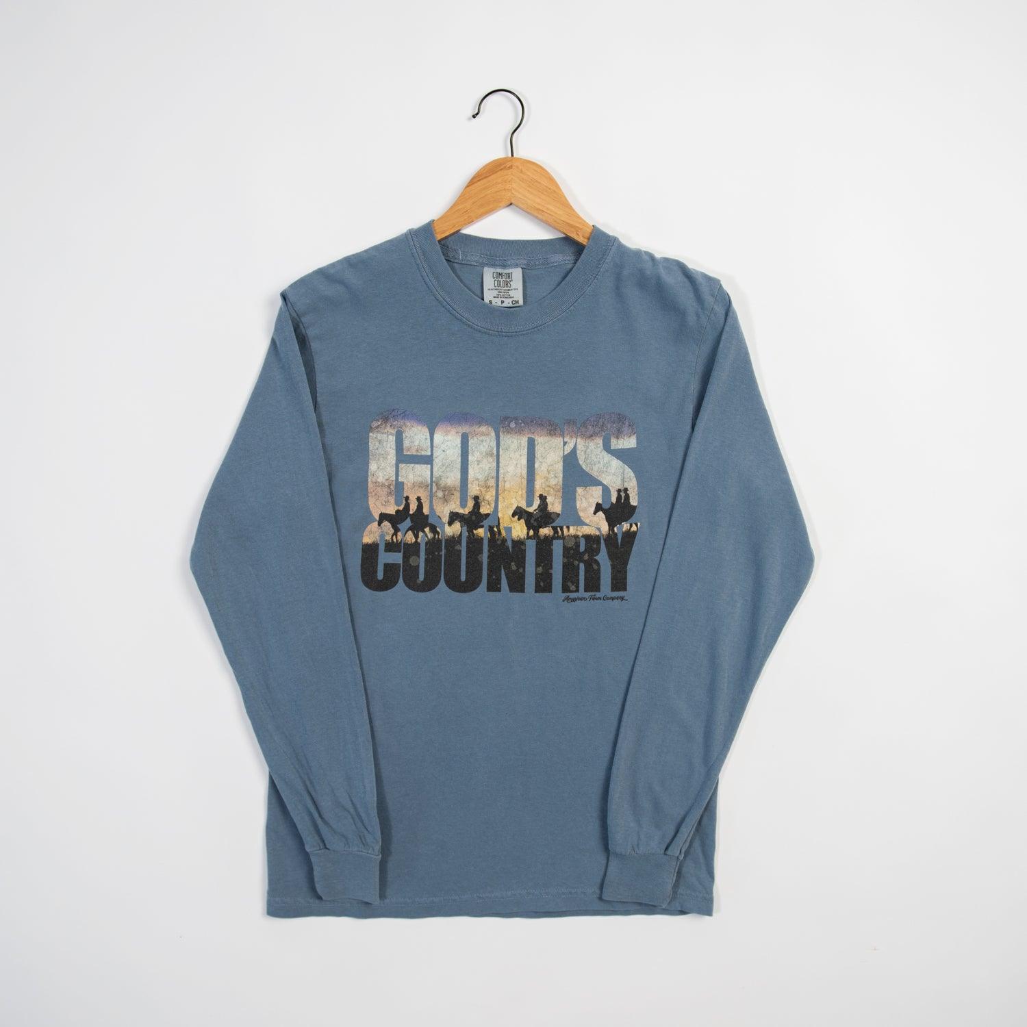 ‘God’s Country’ Washed Blue Long Sleeve - American Farm Company