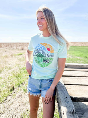 'Good Vibes Tractor Rides' Mint Tee
