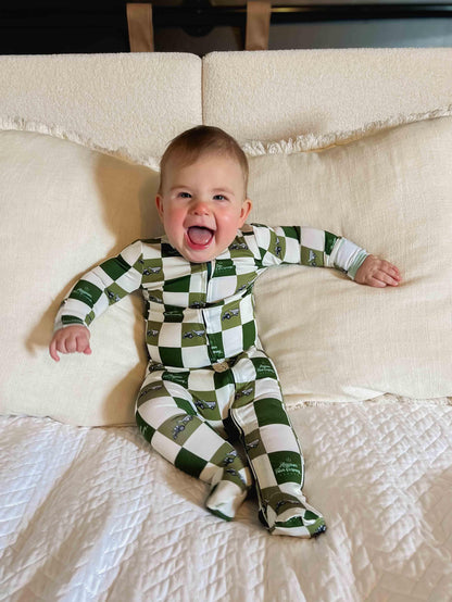 Grain Cart Checkers Baby Bamboo Pajamas - American Farm Company