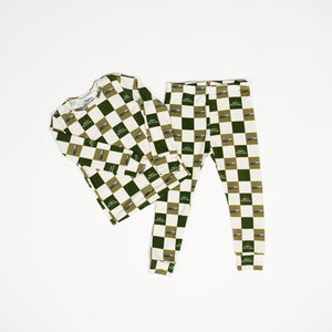 Grain Cart Checkers Toddler/Youth Bamboo Pajamas - American Farm Company