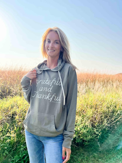 Grateful and Thankful Olive Hoodie - American Farm Company