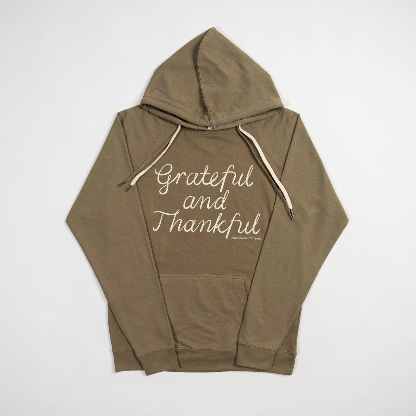 Grateful and Thankful Olive Hoodie - American Farm Company