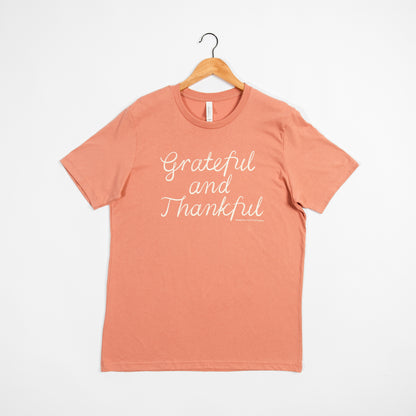 'Grateful and Thankful' Coral Tee