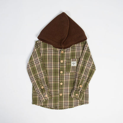 Green Plaid Hooded Flannel Shirt - Baby/Youth - American Farm Company