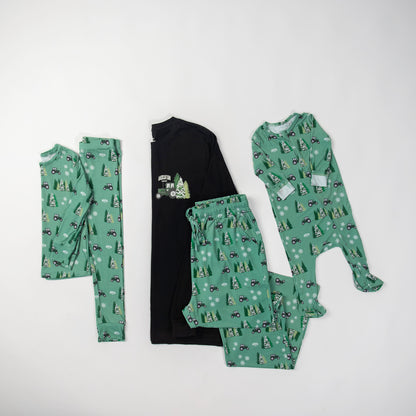 Green Tractor Christmas Bamboo Pajama Pants