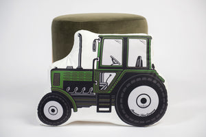 Green Tractor Pillow