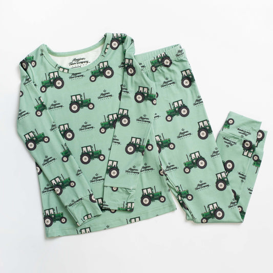 Green Tractor Toddler/Youth Bamboo Pajama Set - American Farm Company