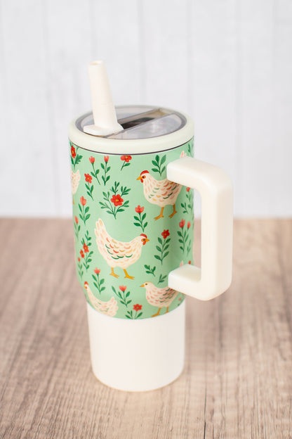 Green Chickens & Blooms 20oz Water Tank Tumbler