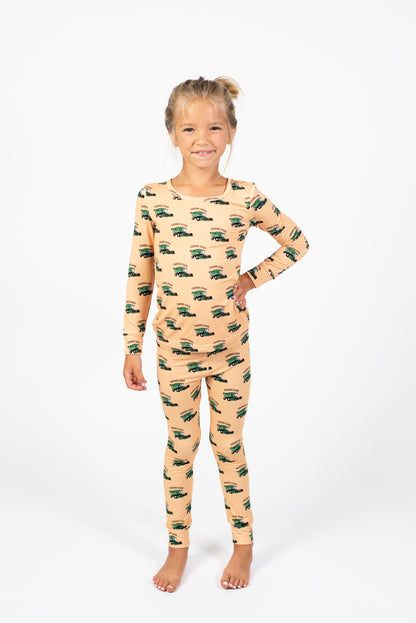 Green Combine Rider Toddler/Youth Bamboo Pajama Set