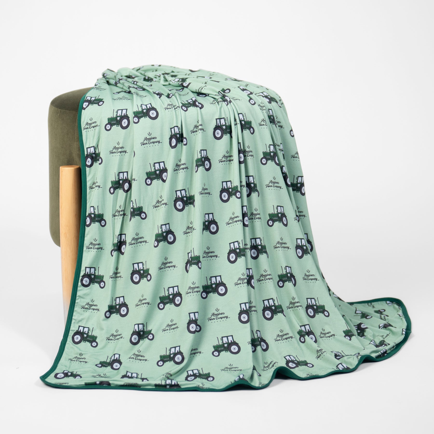 Green Tractor Kids Bamboo Blanket - American Farm Company