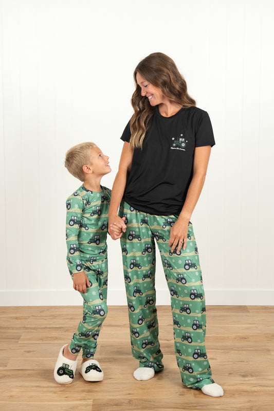 Green Tractor Christmas Adult Pajama Shirt *PREORDER*