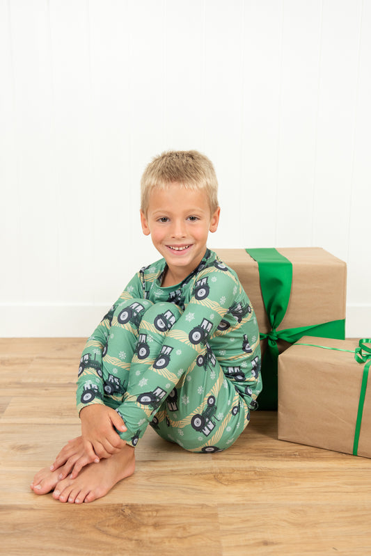 Green Tractor Christmas Toddler/Youth Pajama Set *PREORDER*