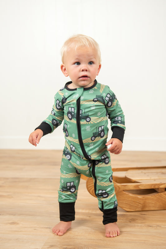 Green Tractor Christmas Baby Zippy *PREORDER*