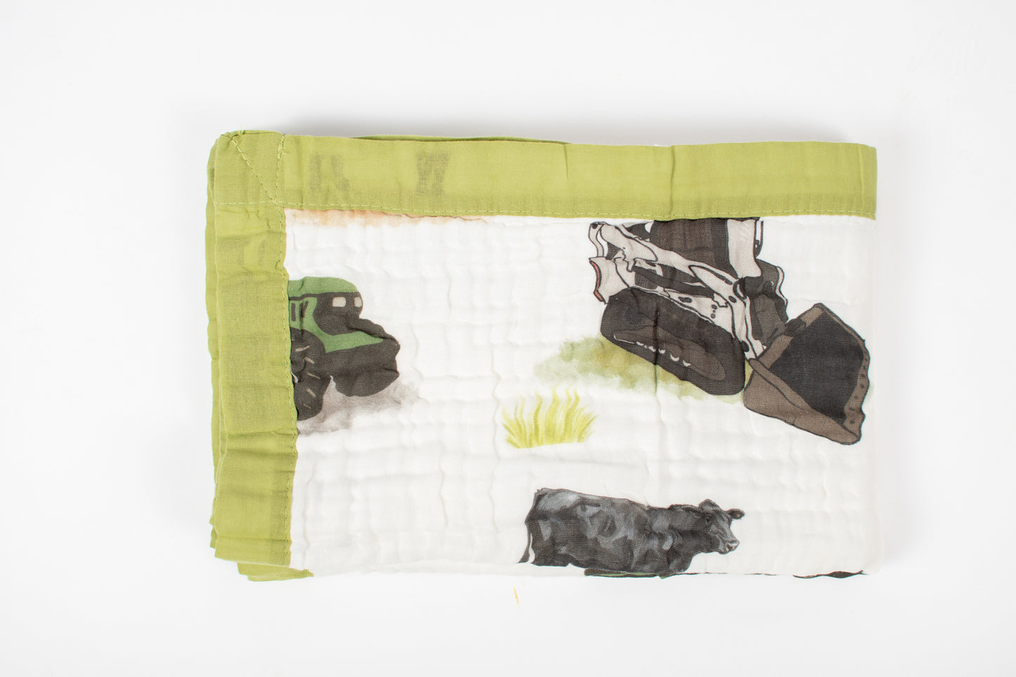 Green Tractor Farm Life Cotton Baby Blanket