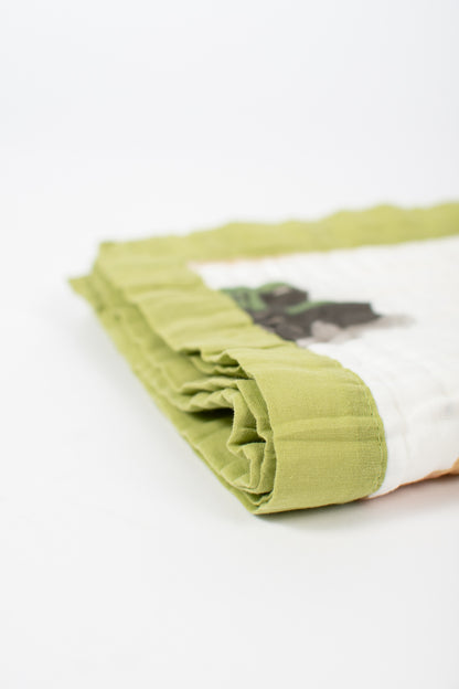 Green Tractor Farm Life Cotton Baby Blanket