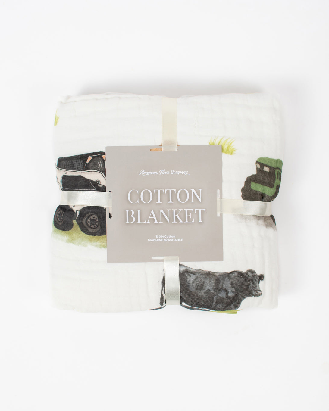 Green Tractor Farm Life Cotton Baby Blanket