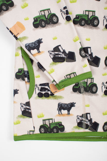Green Tractor Farm Toddler/Youth Zip-Up Jacket
