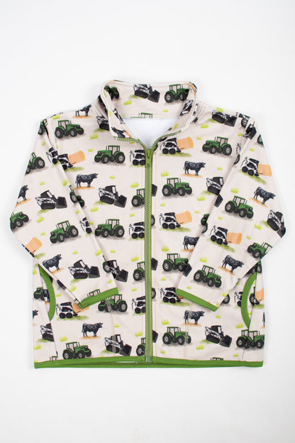 Green Tractor Farm Toddler/Youth Zip-Up Jacket