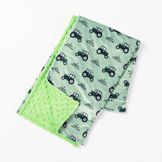 Green Tractor Minky Baby Blanket - American Farm Company