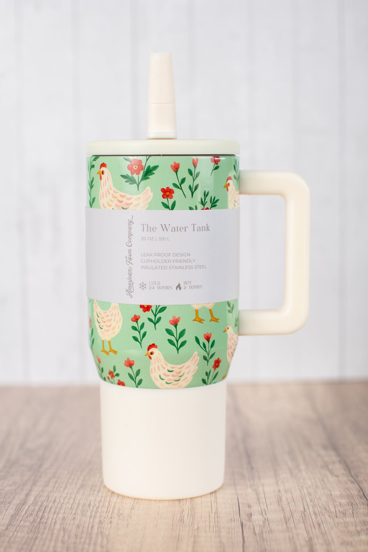 Green Chickens & Blooms 20oz Water Tank Tumbler