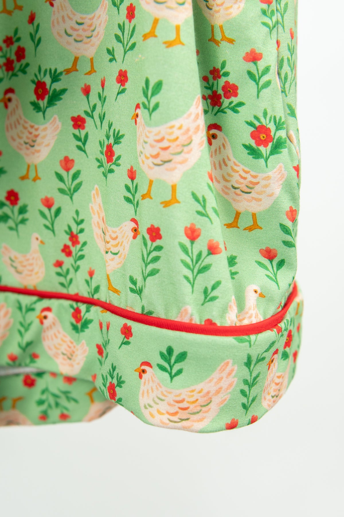 Green Chickens & Blooms Adult Bamboo Pajama 2-Piece Set