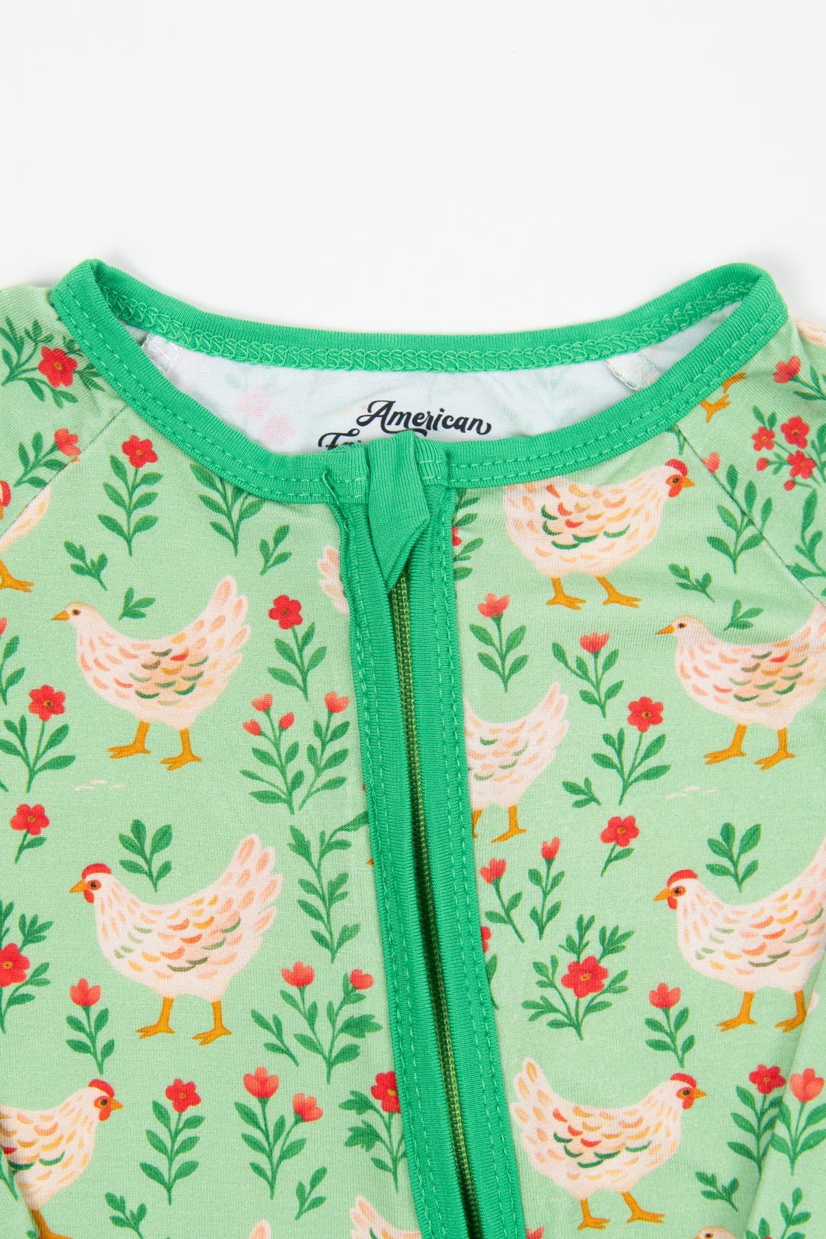 Green Chickens & Blooms Baby Bamboo Zippy