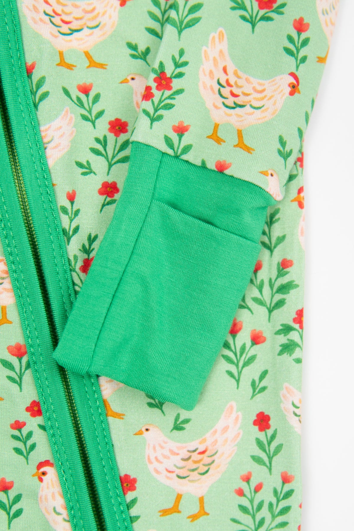 Green Chickens & Blooms Baby Bamboo Zippy