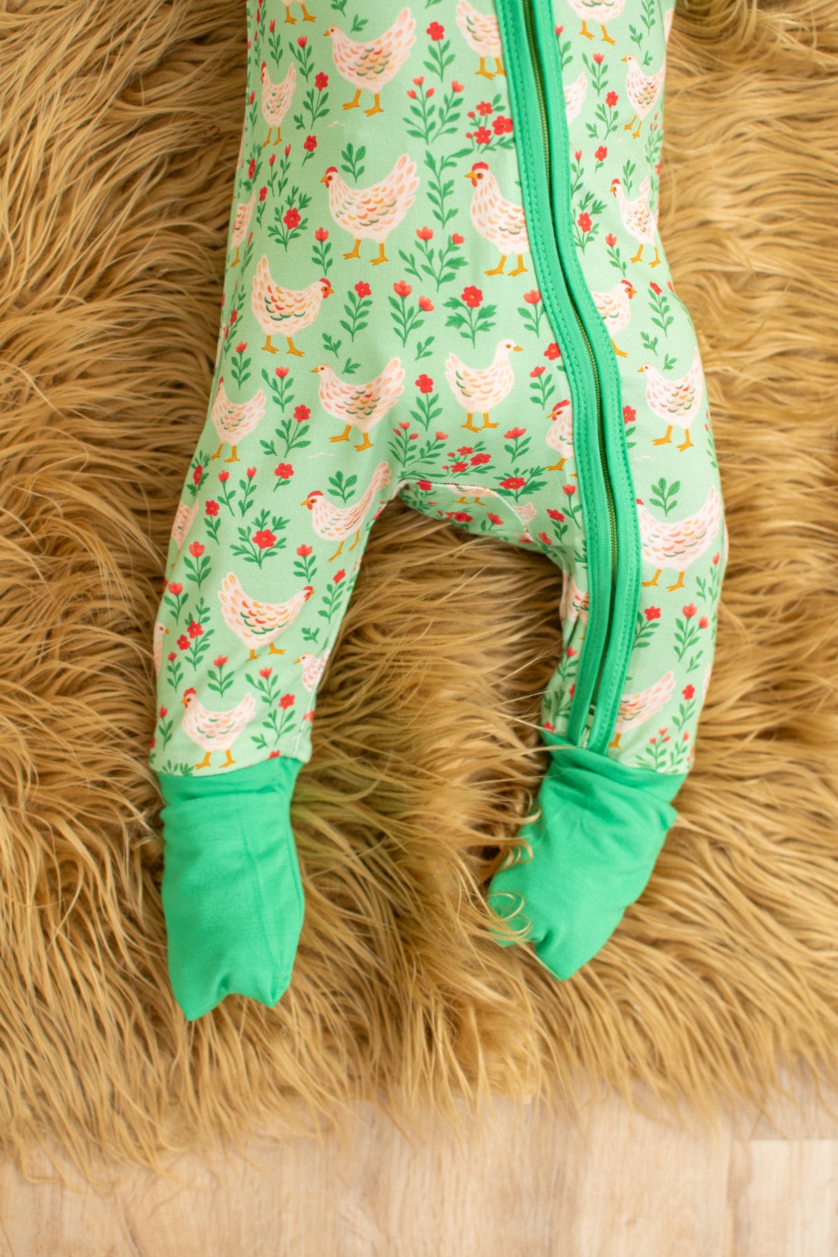 Green Chickens & Blooms Baby Bamboo Zippy