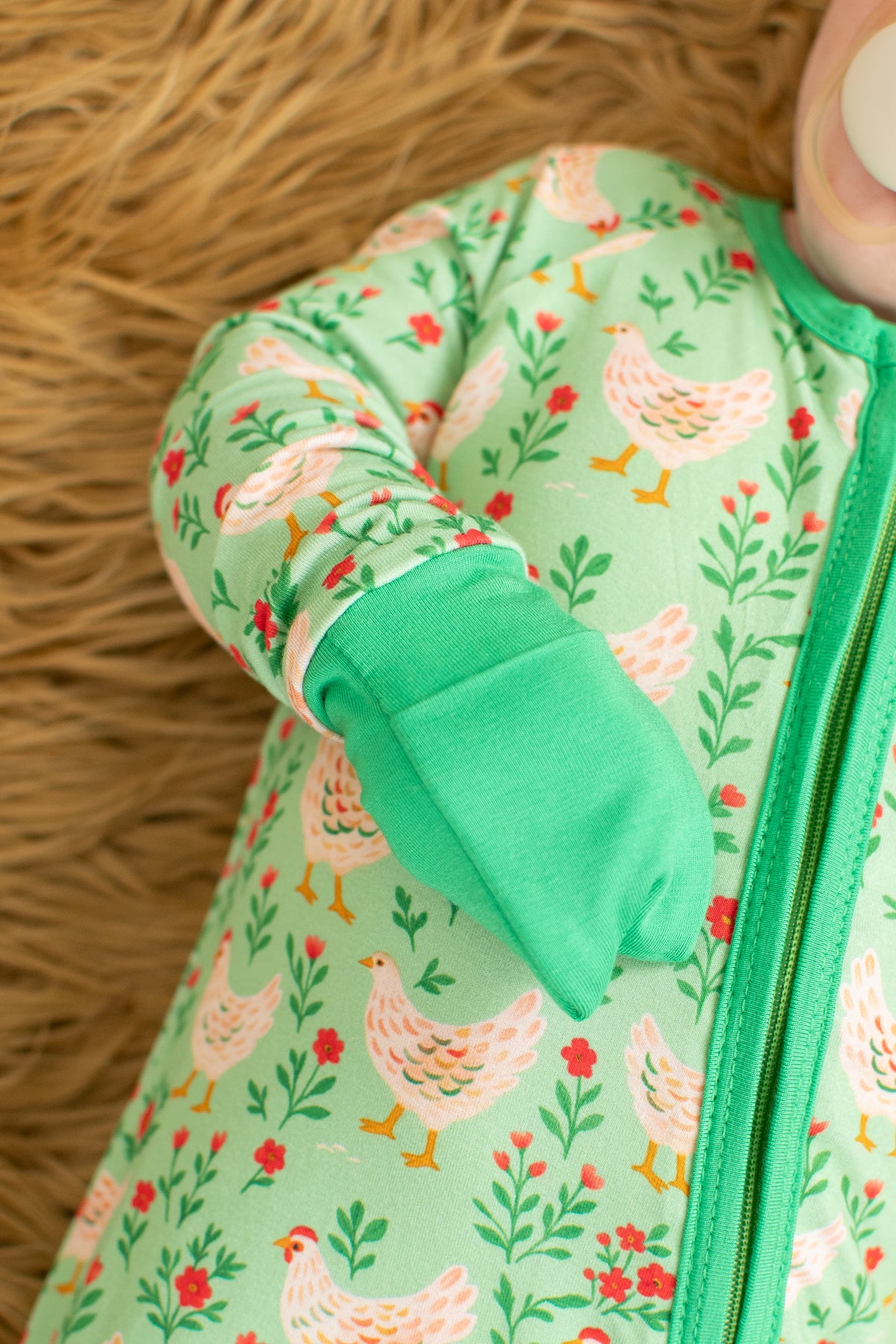 Green Chickens & Blooms Baby Bamboo Zippy