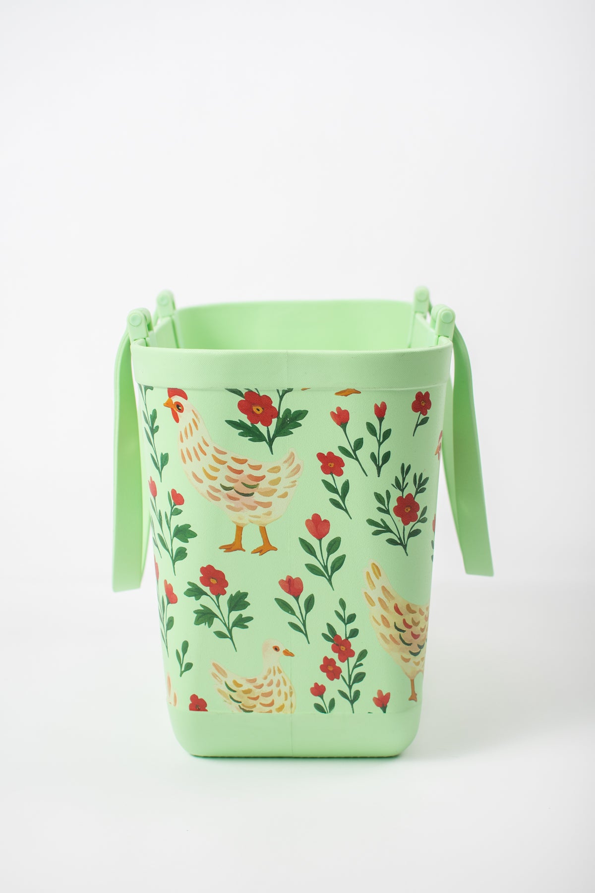 *PREORDER* Green Chickens & Blooms Rubber Tote Bag - Large