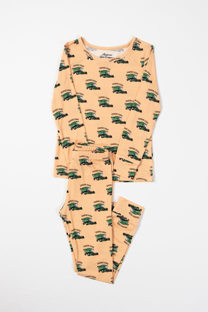 Green Combine Rider Toddler/Youth Bamboo Pajama Set