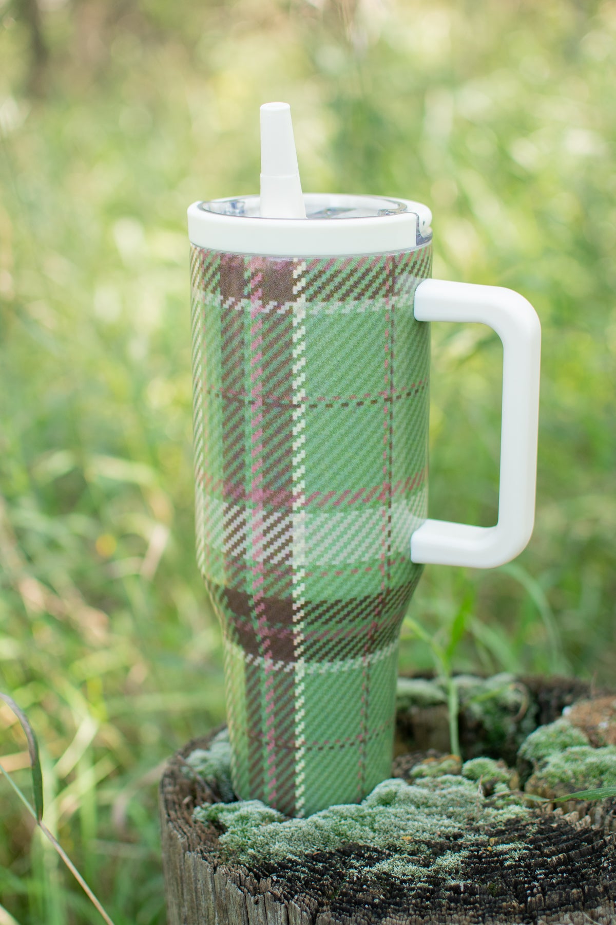 Green Flannel Pattern 40oz Water Tank Tumbler