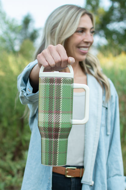 Green Flannel Pattern 40oz Water Tank Tumbler