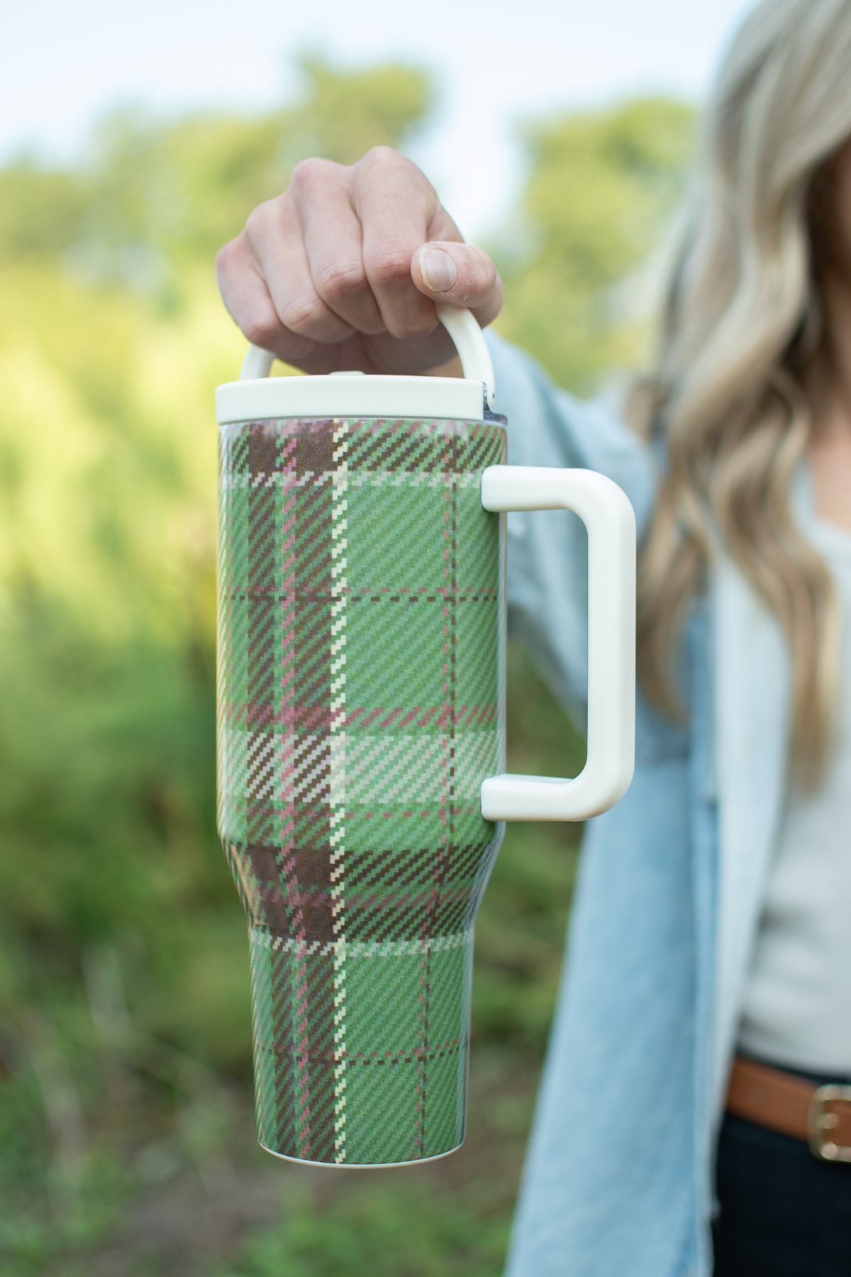 Green Flannel Pattern 40oz Water Tank Tumbler