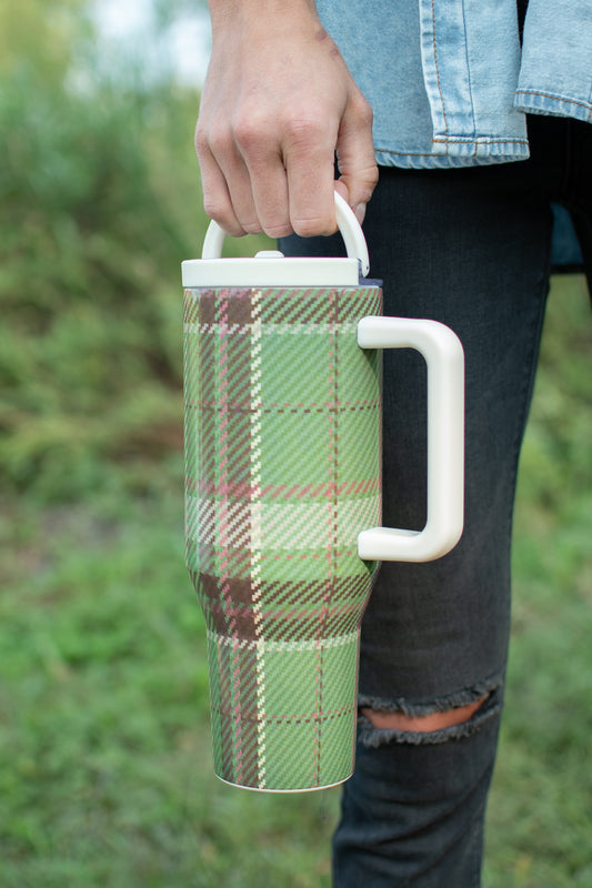 Green Flannel Pattern 40oz Water Tank Tumbler