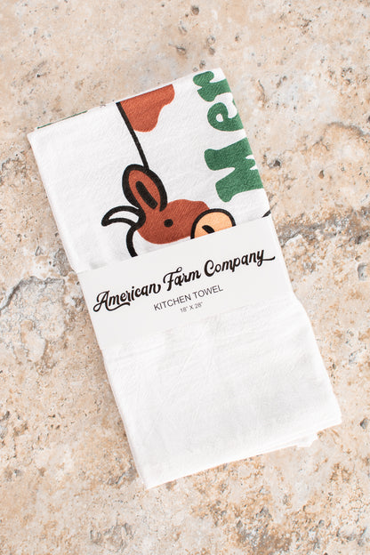 Green 'Merry Christmas Ya Filthy Animals' Cow Flour Sack Kitchen Towel