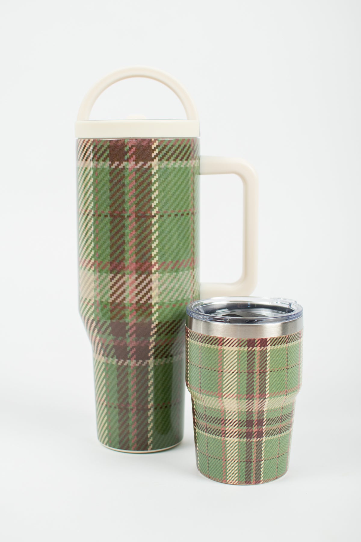 Green Plaid Pattern 12oz Little Tank Tumbler