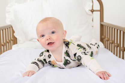 Green Tractor Farm Kid Baby Ribbed Cotton Zippy